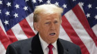 Donald Trump at a press conference after a pre-trial hearing at Manhattan criminal court.