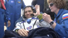 Finally back on earth: Frank Rubio shortly after landing in the Russian Soyuz MS-23 space capsule near the town of Zhezkazgan in Kazakhstan, on September 27, 2023.
