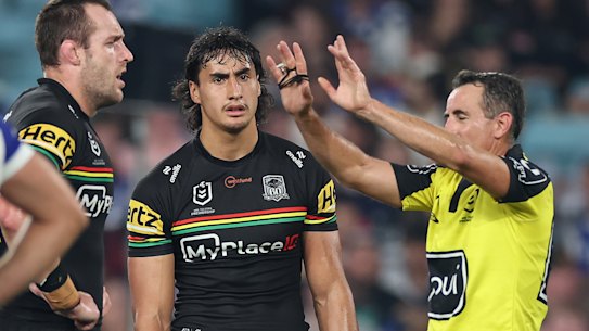 Casey McLean is sin-binned for a hit that broke Max King’s jaw.