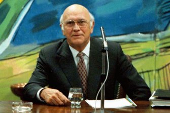 Former South African president F. W. de Klerk, who died on Thursday.