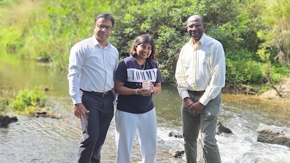 QUT researchers Associate Professor Prasanna Egodawatta, Heshani Mudalige, and Professor Godwin Ayoko.