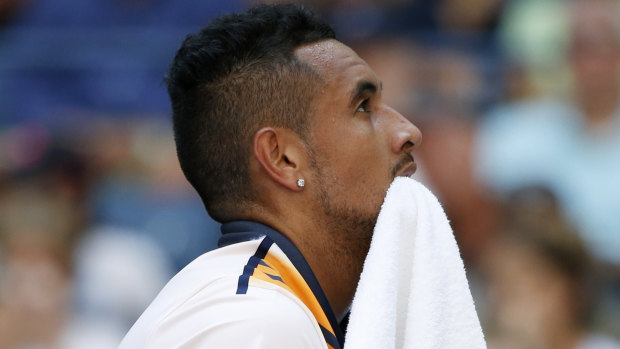 Scolded: Nick Kyrgios is out of the Shanghai Masters in the first round.