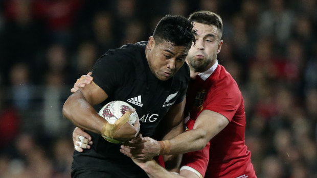 Defence: Julian Savea, seen here playing against the Lions in 2017, has faced fierce criticism from the owner of Toulon.