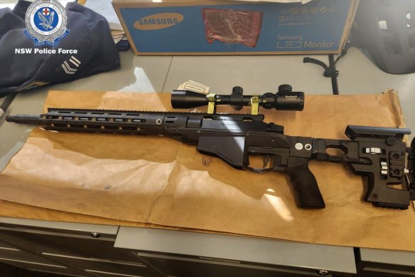 One of the guns that police say they found in the car.