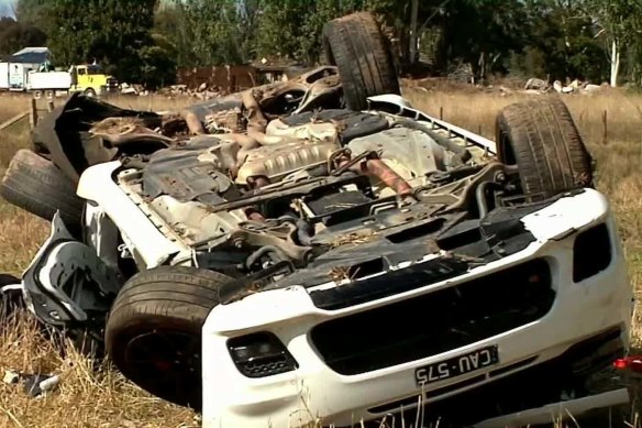 The scene of the crash outside Wangaratta on April 9, 2023.