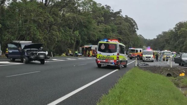 The multi-vehicle crash on the Bruce Highway at Nambour.
