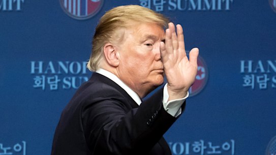 'Sometimes you just have to walk': Trump says goodbye to prospects of a deal with Kim Jong-un in Hanoi on Thursday.