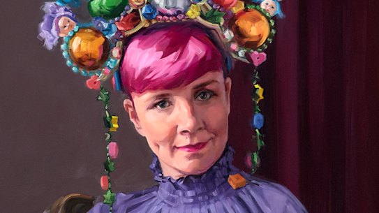 Archibald Prize 2023 Packing Room Prize winner, Andrea Huelin’s  ‘Clown jewels’, a portrait of comedian Cal Wilson.
