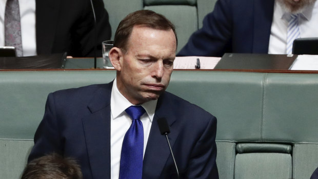 Former prime minister Tony Abbott during question time at Parliament House on Tuesday.