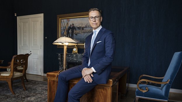 Finland’s President Alexander Stubb at the Presidential Palace in Helsinki. 