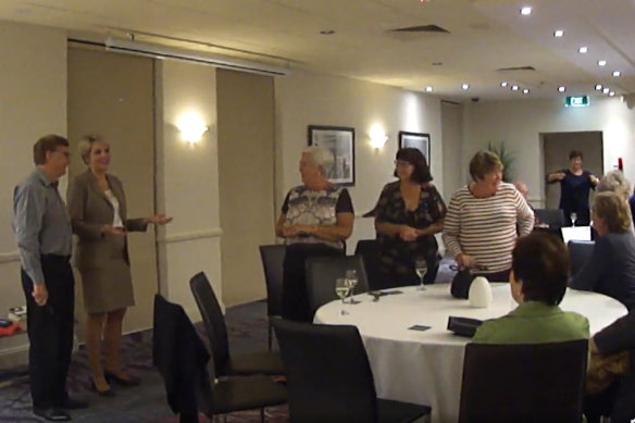 Tanya Plibersek singing – badly –  The Internationale in Russian at a Labor Party function in 2014. 