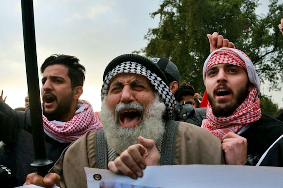 Family members and friends of a protester, who was killed in clashes with security forces last week.