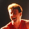 Nailing it: Midnight Oil drummer Rob Hirst performing with the band at The Tower Theatre in Philadelphia in 1988.
