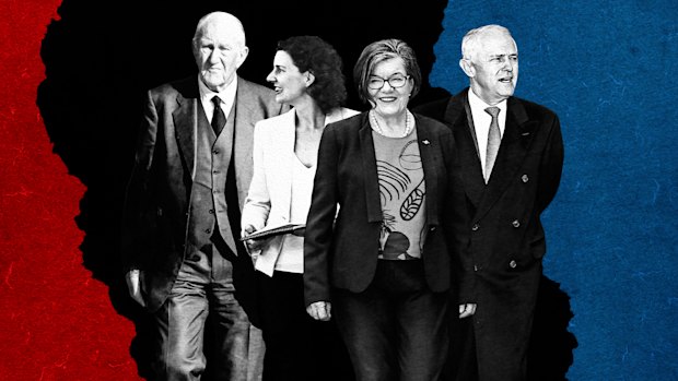 Reclaiming the centre: Malcolm Fraser thought the Liberal Party lost its way; Allegra Spender captured a blue-ribbon seat; Cathy McGowan showed how Independents could win, Malcolm Turnbull says Liberals have been chasing voters to the right. 

