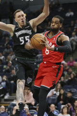 Mitch Creek (left) playing for the Minnesota Timberwolves in the NBA in 2019.