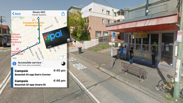 The Dan's Corner bus stop in Campsie where the man's Opal card showed his last trips originated. 