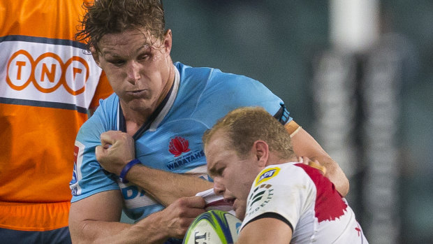 Stepping up: Michael Hooper was the best of a bad bunch for the Waratahs against the Lions.