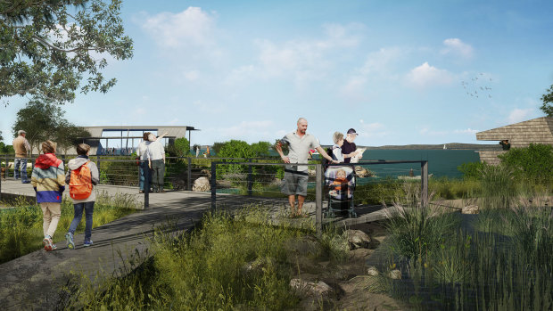 Walking trails, bird hides and  a conservation zone are included in the revised plan for Toondah Harbour. 