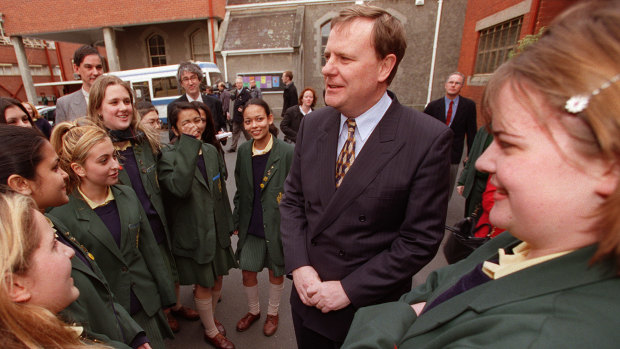 Then treasurer Peter Costello campaigning for an Australian republic in August 1999.