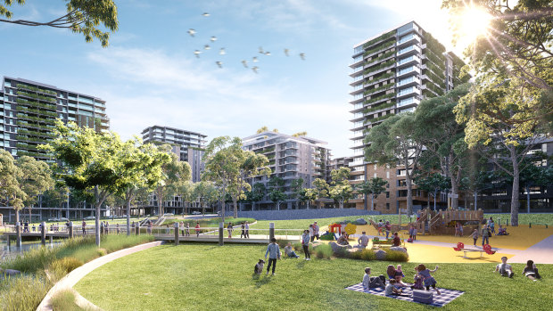An artist's impression of the Melrose Park development in north-west Sydney.