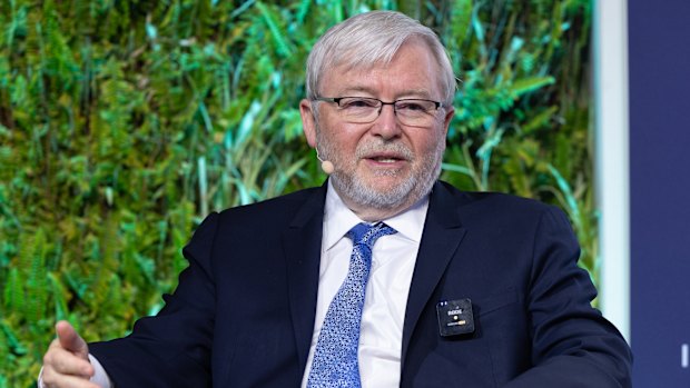 Kevin Rudd at the Milken Institute Global Conference in Los Angeles.