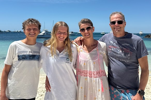 Dylan, 14, Florence, 16, Nancy and Jason Shaw will swim to Rottnest Island in a team on Saturday, February 21.