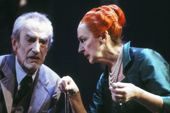 Zoe Caldwell performing with Alex Scott in Melbourne Theatre Company's The Visit in 2003.