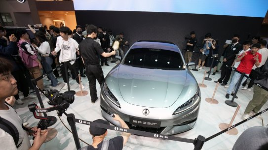 A BYD Denza Z9 GT EV at the Beijing Auto Show in April.