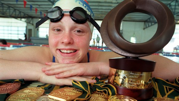 Swimmer Siobhan Paton with some of her career spoils 