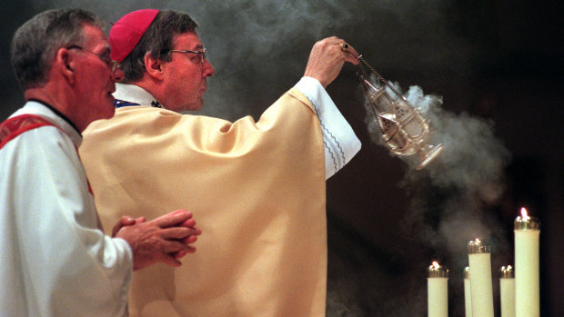 George Pell officiating at a Mass in St Patrick's Cathedral in 1997.