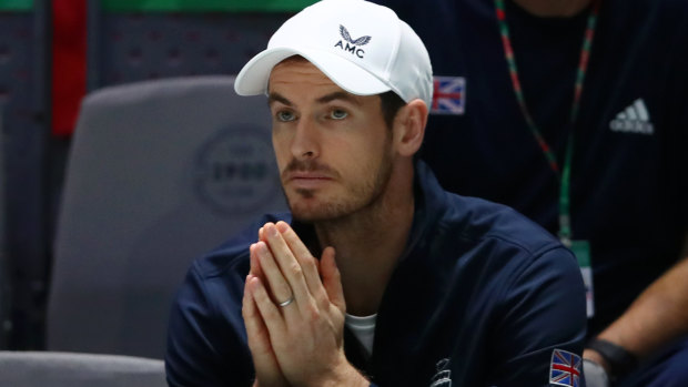 Andy Murray watches on as Great Britain play in the Davis Cup last week.