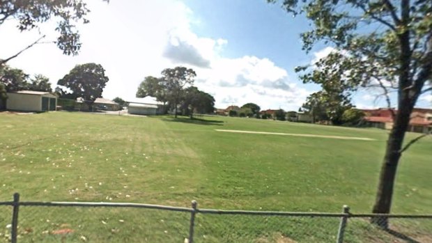 The sporting field at Warwick Central School where small amounts of asbestos were found.