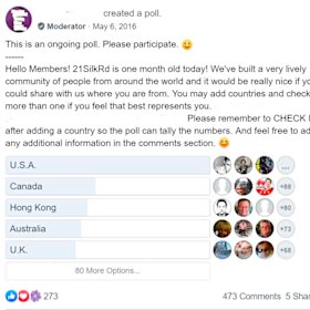 Most members on a pro-China Facebook page are in English-speaking countries.