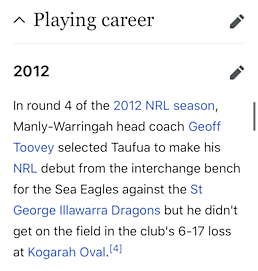 Even Wikipedia refused to acknowledge Jorge Taufua's debut.