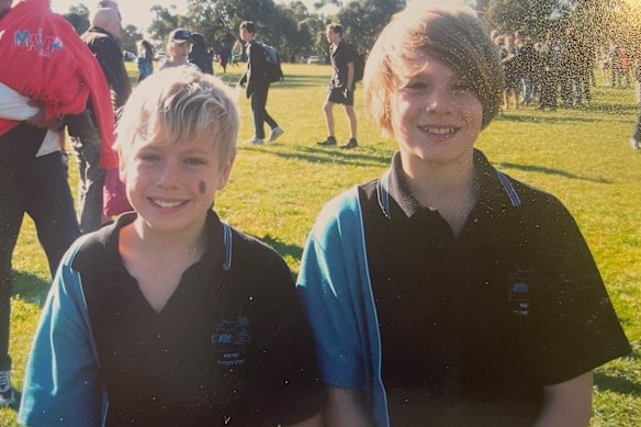 Jai and Caleb Serong (right) as kids.