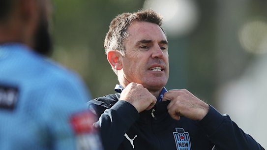 NSW Blues head coach Brad Fittler at State of Origin training.