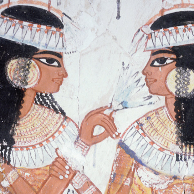 A painting from Egypt c1390 BC shows women wearing head cones long thought to have been filled with perfumed wax. When the first cones were dug up in 2019, scientists detected no residual scent so could not confirm this theory.