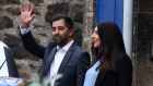 Humza Yousaf and his wife, Nadia El-Nakla, depart Bute House in Edinburgh following his resignation as Scottish first minister on Monday night (AEST).