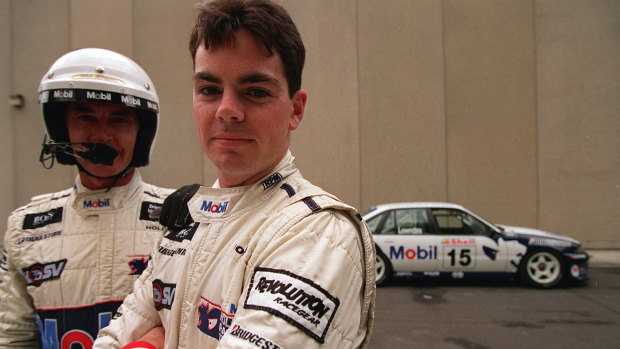 Master and apprentice: Peter Brock and Craig Lowndes in 1996.