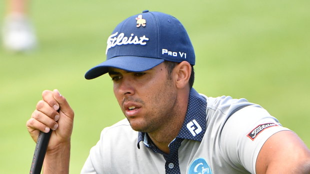 Championship-bound: Dimi Papadatos assesses a putt during Sunday's final round of the Australian Open