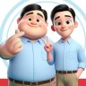 Cartoon avatars for presidential frontrunners Prabowo and Gibran.