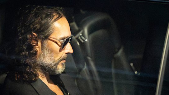 Russell Brand leaves the Troubadour Theatre at Wembley Park after his show.