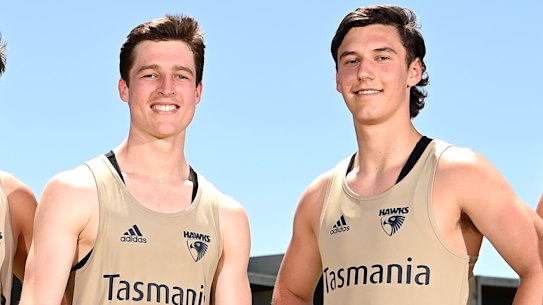 New draftees Josh Ward and Connor MacDonald, centre, are in Hawthorn’s Sunday line-up. 