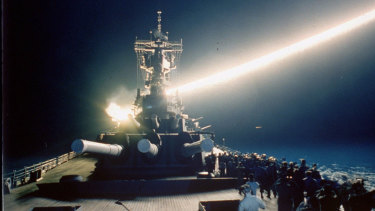 The “first” space war: a Tomahawk cruise missile launched during the 1991 Persian Gulf War.