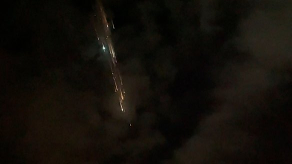 The remnants of the second stage of the Falcon 9 rocket left comet-like trails as they burned up upon re-entry in the Earth’s atmosphere according to a tweet from the National Weather Service.