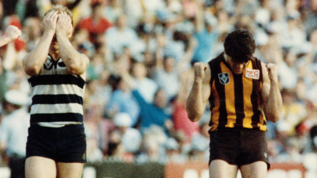 Gary Ablett and Chris Langford at the final siren in 1989.
