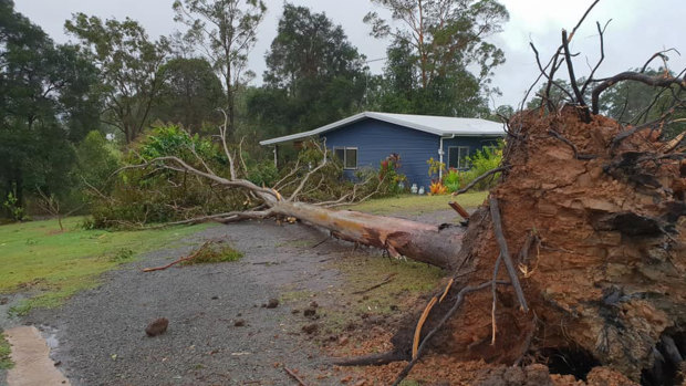 A supplied image obtained Friday of the aftermath of storms at a property in Gympie, about 160 kilometres north of Brisbane. 