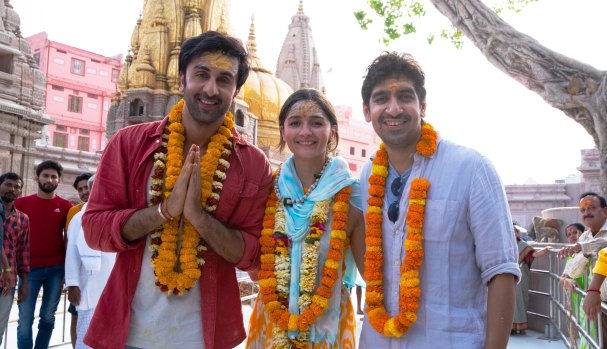 Director  Ayan Mukerji (right) with the two stars of Brahmastra Part One: Shiva, Ranbir Kapoor and Alia Bhatt.