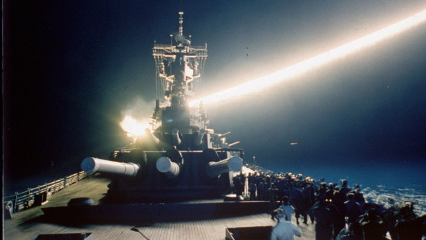 The “first” space war: a Tomahawk cruise missile launched during the 1991 Persian Gulf War.