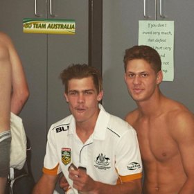 Stars of the future: Ryan Papenhuyzen and Kalyn Ponga as junior rep players for Australia in touch football in 2015.